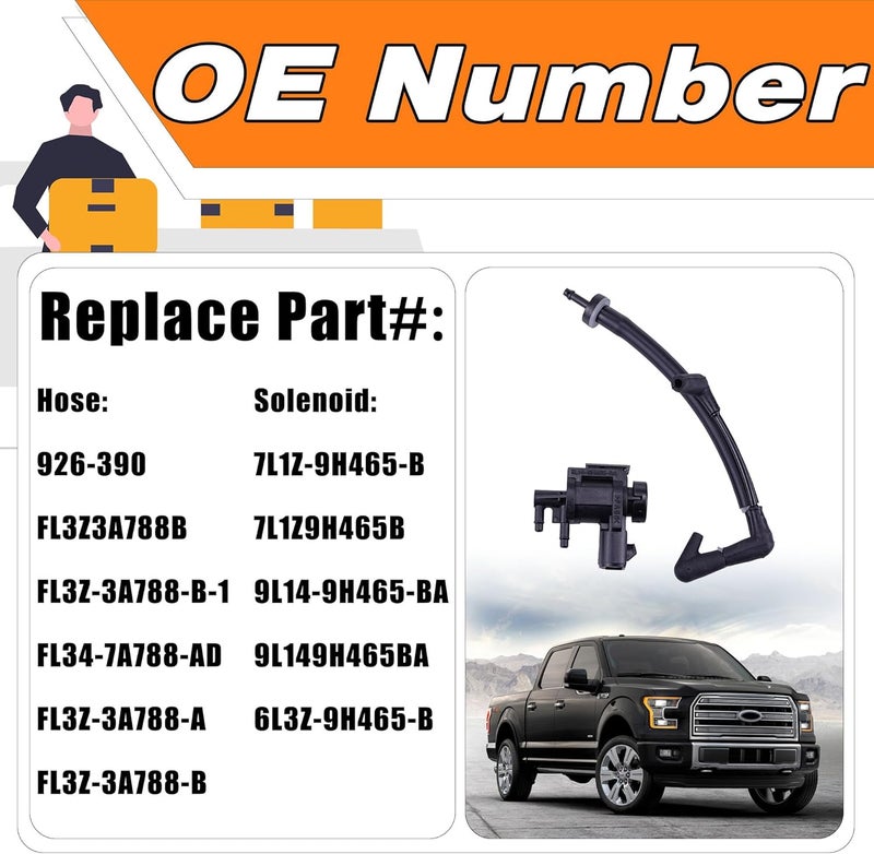 LEVANLIGHT 7L1Z-9H465-B 4x4 4WD Vacuum Solenoid Valve and FL3Z-3A788-B Auto-Locking Hub Vacuum Line Tube Check Valve Vacuum Hose, Fit for Ford F-150 2015-2020 Expedition Lincoln Navigator 2018+ - Image 2